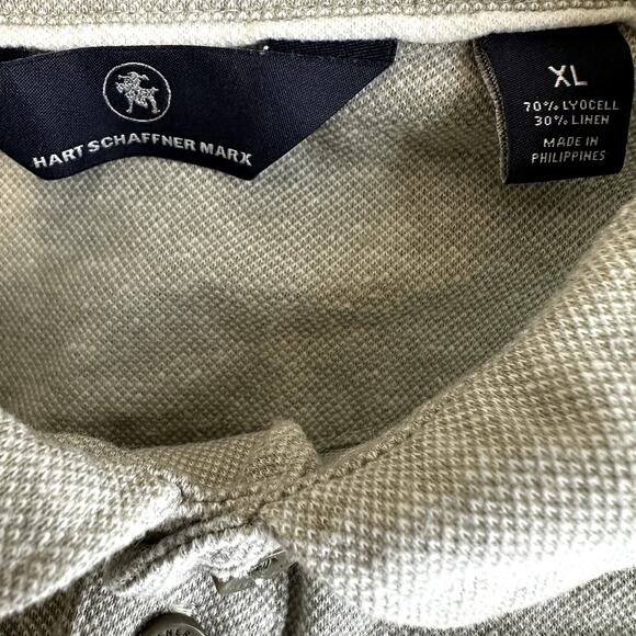 Hart Schaffner Marx Linen Polo Shirt Short Sleeve Pullover Plain Career Gray XL - Picture 2 of 3